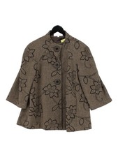 Ronit Zilkha Women's Coat UK 2 Brown Floral Polyester with Viscose Overcoat