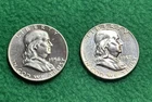 Franklin Half Dollar Proof Lot of 2 - 1956 & 1957 - Proof 90% Silver - 👀!!