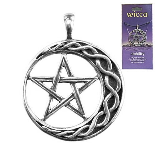 PENTAGRAMA "ESTABILIDAD" WICCA EN COLGANTE AMULETO LUNA CRECIENTE + TARJETA DE CUENTO + CORDÓN  - Imagen 1 de 9