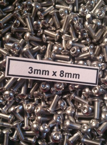 (100) 3mm x 8mm Button Head Stainless Steel Screws Team KNK Hardware Bulk Axial - Afbeelding 1 van 1