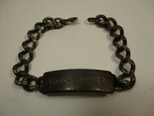 Original WW2 Solider ID Bracelet Dog Tag Sterling Silver 8" 36g Vintage Antique