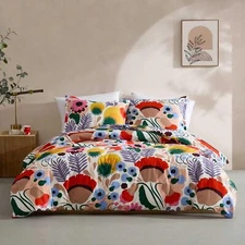 - Full/Queen Duvet Cover Set, Cotton Percale Reversible Bedding with Matching...