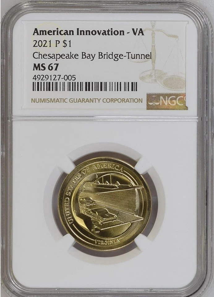 2021 P&D NGC MS-67 Chesapeake Bay Bridge-Tunnel VA Innovation Dollar (Registry) - Image 3 of 4