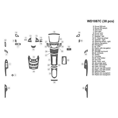 For Cadillac ATS 13-18 B&I WD1087C-DET 2D Bronze Burlwood Small Dash Kit 38 Pcs