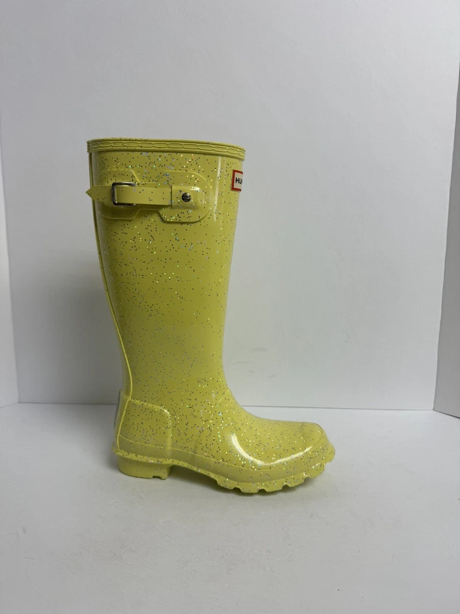 Hunter Kids Giant Glitter Yellow Boots Size 5 M Girls