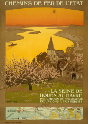 La Seine de Rouen vintage travel poster repro 16x24