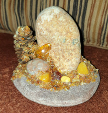 Baltic amber stone figurine figure table plaque decor gems charm