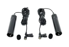 2 x Pro XLR Cannon 3-Pin Tie Clip On Lavalier Lapel Mic 48V Phantom Power