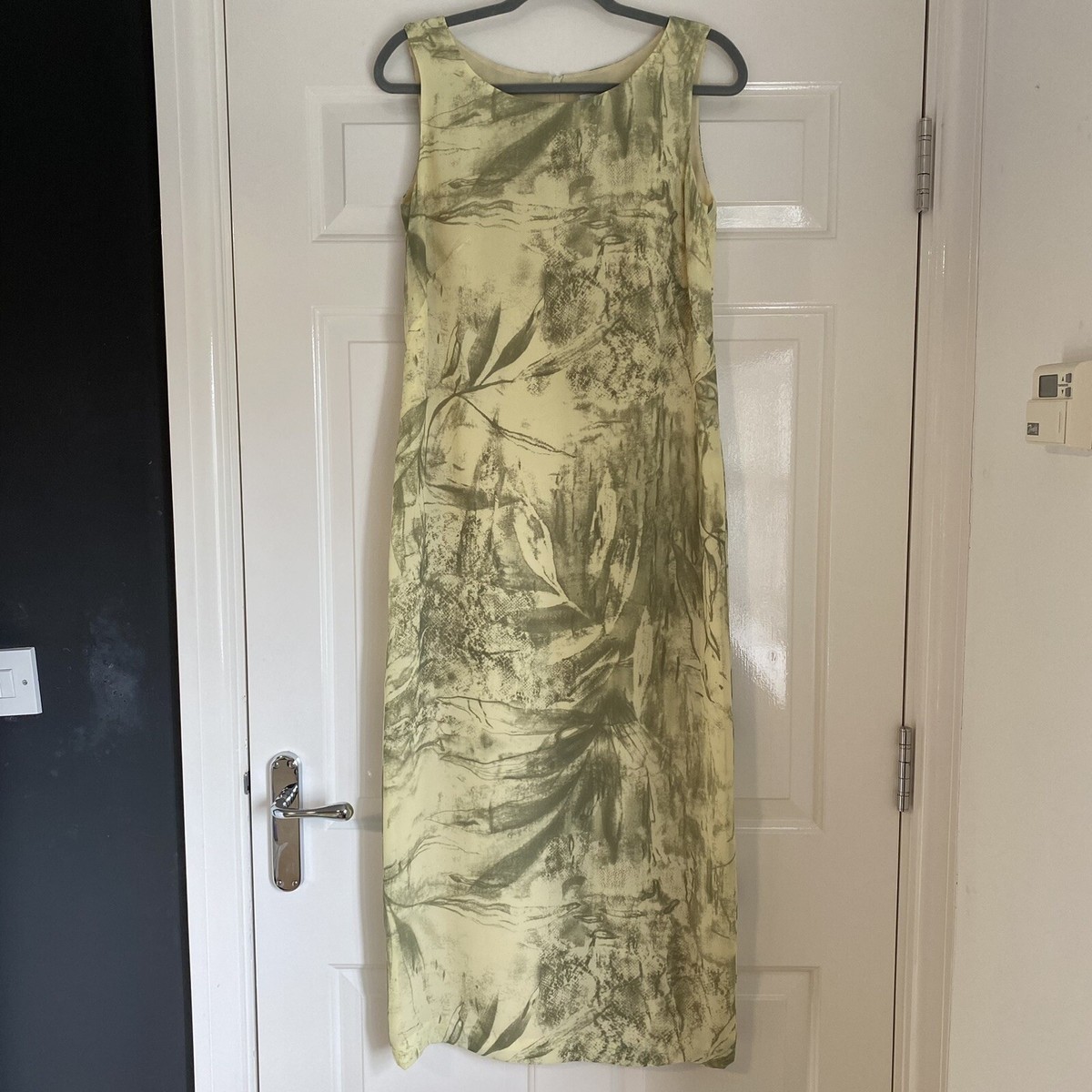 LIBRA Vintage Y2K Green Patterned Maxi Shift Dress UK Size 10 - Main Image