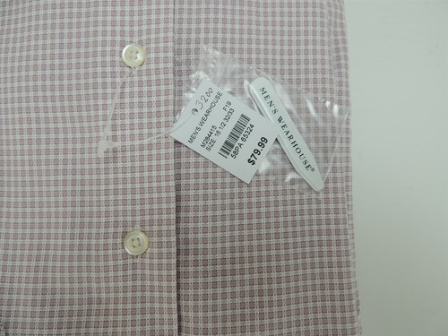 Pronto Uomo Herren 80er 2-lagig Baumwolle Mini Karo Anzug Hemd Rosa Gr. 16 1/2 32/33 - Bild 3 von 3
