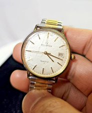 Vtg helbros Wristwatch Goldtone Stretch Strap -S88- READ