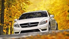 Cars white mercedes Desk Mat Stitched