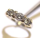 18K White & yellow gold 1.00ct Natural bezel 3 stone diamond ring band 5.9g I1 J — photo 10