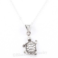 TURTLE Necklace Tortoise Charm Pendant Reptile STERLING SILVER 18" Cute 925 .925
