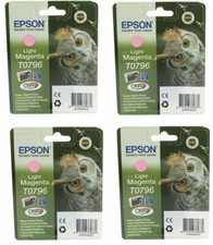 Image of 4 X Genuine Epson T0796 Light Magenta Owl Claria Ink Cartridge StylusPhoto 2022+