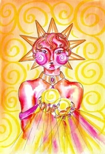 5x7 Original Inktober 2024 Illustration - Sun Goddess Fantasy Surreal Colorful