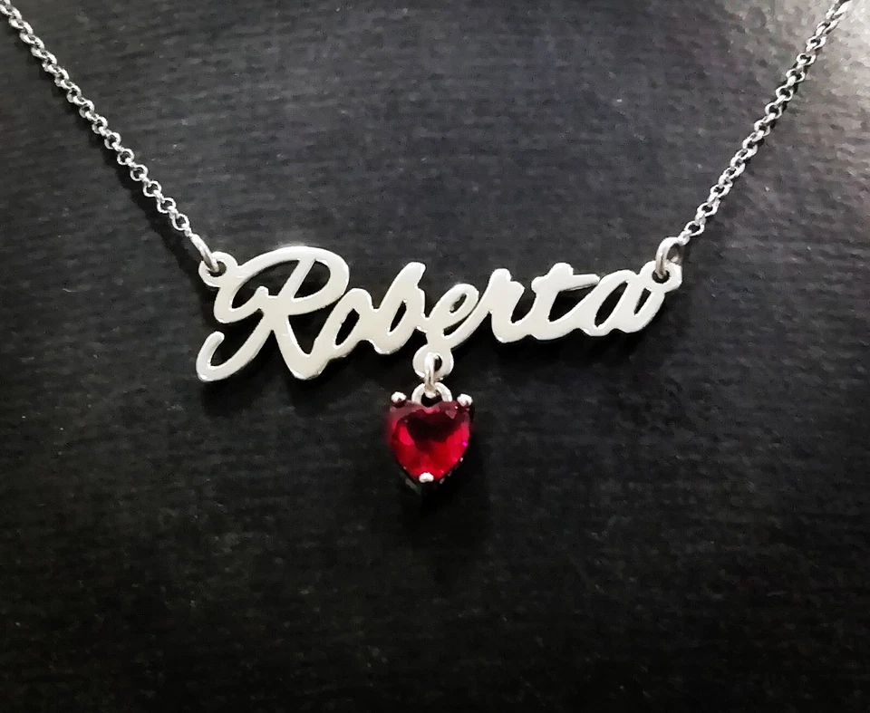 COLLANA DONNA PERSONALIZZABILE CON NOME E CUORE PENDENTE IN ARGENTO 925  - Immagine 4 di 4