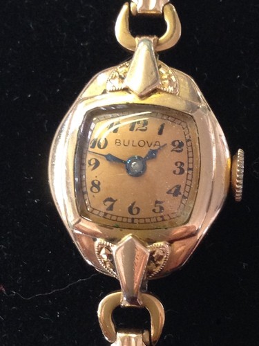 vintage ladys 14k rose rolled gold bulova plate watch **sold as