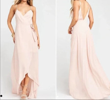 Show Me Your MuMu Dress Mariah Wrap Formal Prom size XL Pink Lined High Low Hem