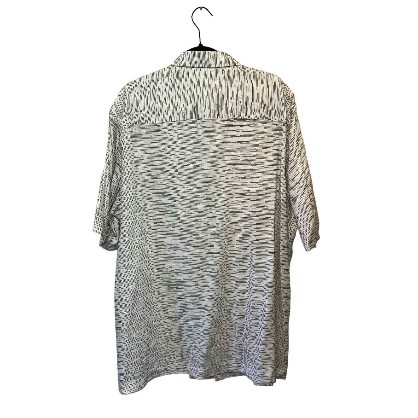 Alfani White & Black Patterned Button Down Short … - image 4