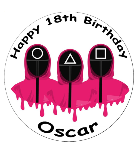 Squid Games Personalised Cake Topper Edible Wafer Paper 7.5" Any Occasion - Picture 1 of 3