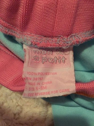 Mon Petit Girls Blue White Pink Athletic Pants Baby Diva Star 6-9 Months - Picture 6 of 6