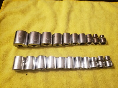 #ad 21pc Lot husky 3 8quot; Inch drive 6 amp; 12 Point sockets metric Sae Standard Vintage $34.99