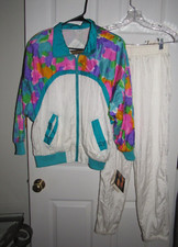 NWT New Vintage 1980s RIVER EDGE Nylon Track Suit Jacket Pants Sz Petite Medium