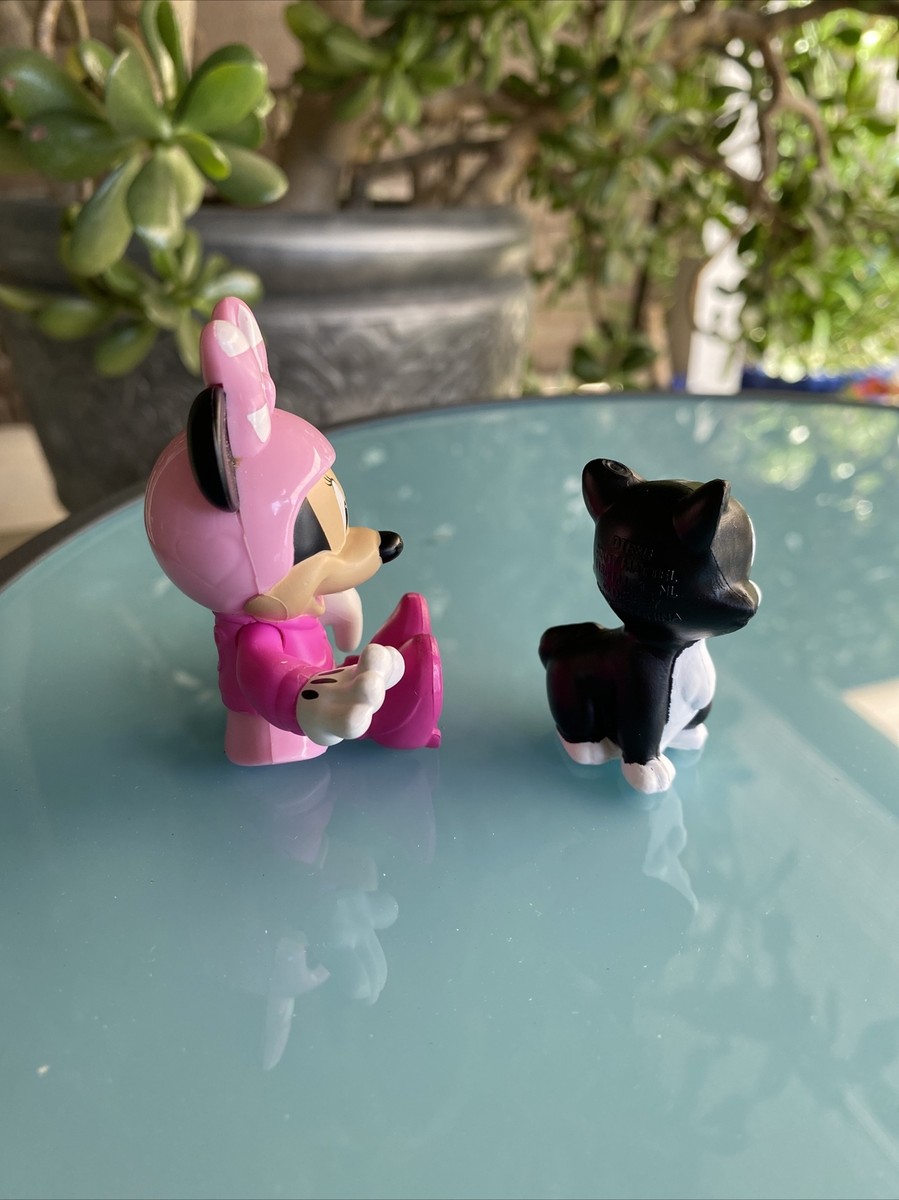 Disney Figaro Cat & Minnie Mouse Figure Black & White Kitten
