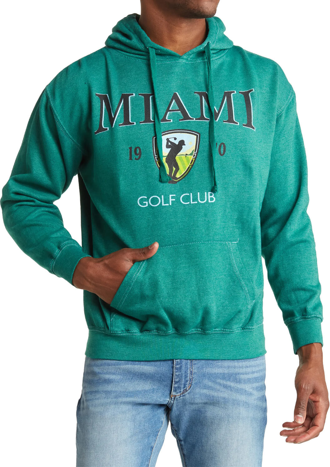 Толстовка Philcos Mens Miami Golf Club Hoodie с капюшоном большого размера зеленого цвета