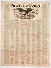 Samuel WILKESON / Large Civil War Broadsheet Patriotic Songs Your Sons and Your