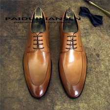 British Men Lace Up Formal Dress Pointed Toe Real Leather Cowhide Groom Shoes SZ