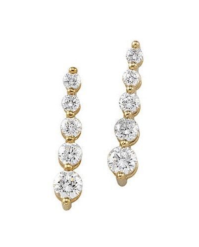 2.30 ct 10 Round Brilliant Diamond Graduated Journey Earrings 14k Yellow Gold