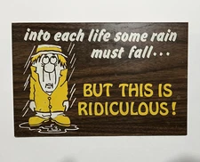 Vintage 1970's Russ Berrie Glad Libs - Ridiculous Rain Life Novelty Sign 9" x 6"