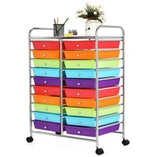 20-Drawer Rolling Storage Cart Tools Scrapbook Paper Organizer Office Multicolor