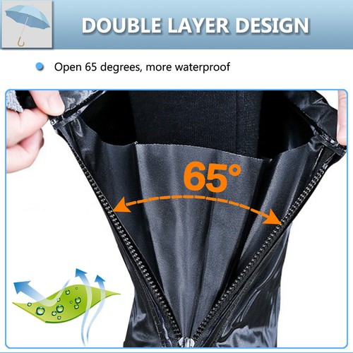 Anti-slip Zipper Reusable Rain Shoe Covers Waterproof Shoes Cover Protector US - Picture 5 of 15