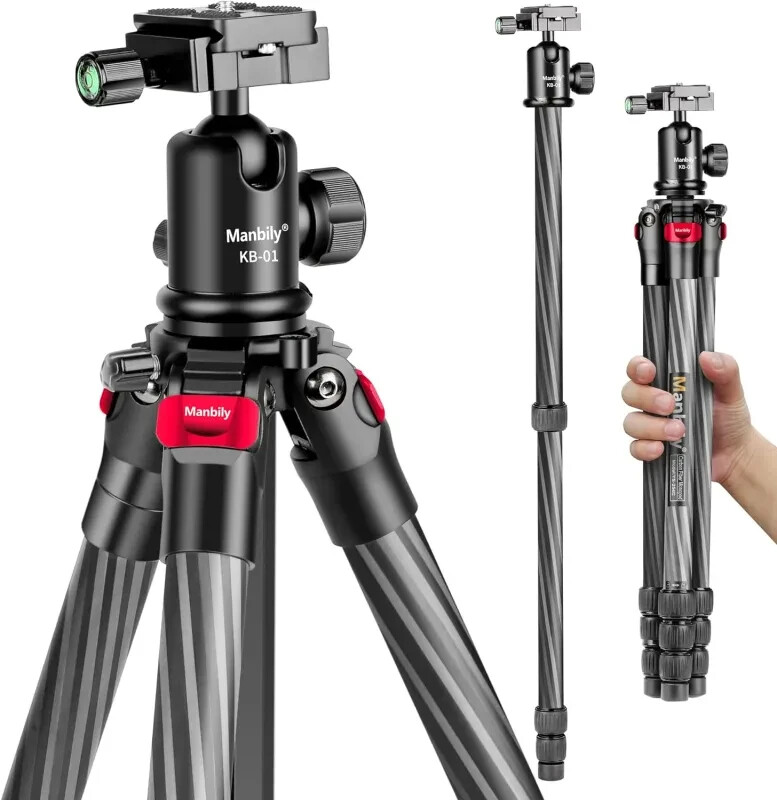 Manbily Carbon Fiber Tripod Hunting Inverted Ball Head Arca-Swiss Tripod NEW