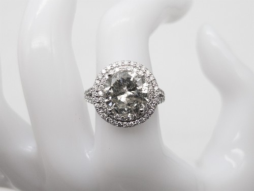 $75,000 6.52ct SI2 J Natural ROUND Brilliant Diamond 14k White Gold HALO Ring
