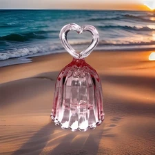 Fenton Pink Bell Floral - Roses, with Heart Shaped Handle 5.4 in Tall EUC