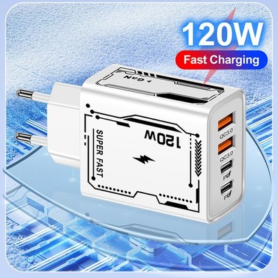 120W Fast Charger Type C USB PD Quick Charge Adapter For IPhone Samsung Xiaomi