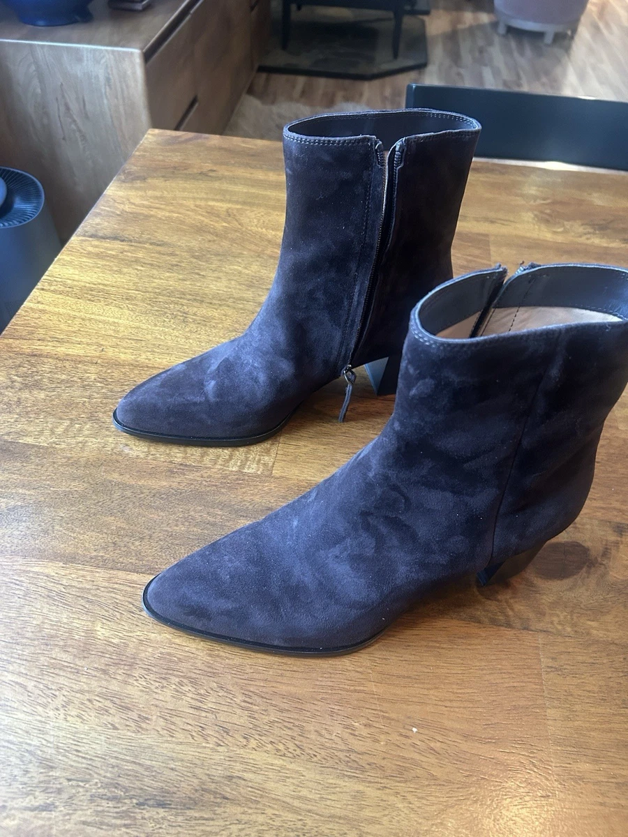 Quince Women Italian Suede Ankle Bootie Coffee Bean Pointed, New Without Tags