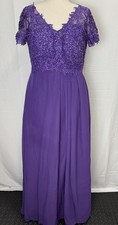 Wedding Guest Short Sleeve Lace Chiffon Formal Dress Sparkly Sz 16