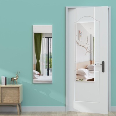 Over The Door Mirror, 42''x14'' Full Length Mirror for Wall Mirror, 2 Hooks, Al...