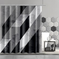 Abstract Black and White Shower Curtain72Wx72H Inches White Black Cloth Fabri...