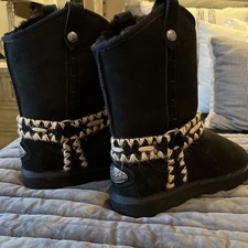 KOS Womens Silas Black Faux Suede Fur Lined Winter Boots