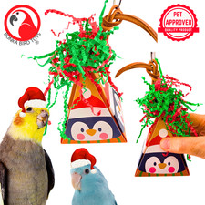Bonka Bird Toys 2884 Santa Penguin Christmas Crinkle Cone Festive Chew Parrot