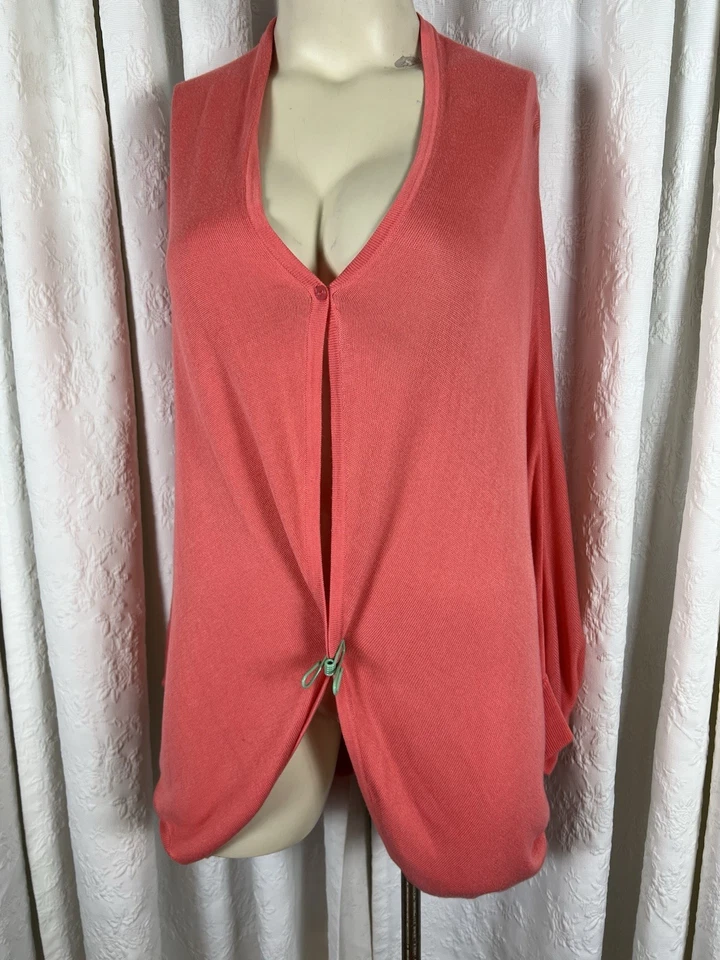 Cardigã feminino Melissa McCarthy Seven7 2X suéter manga asa de morcego rosa coral - Imagem 4 de 4