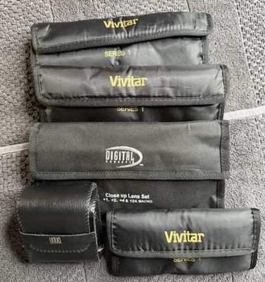 various brand lot of close up lens filters +1, 2,4 & 10 Clear and colored filter