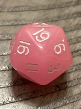 RARE vtg Koplow Armory d20 pink glow-in-the dark rpg ad&d dice 120425aAIZIE
