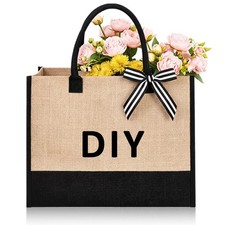 1 Pcs Burlap Tote Bag 17 x 12.6 x 6.7 Inch Jute Tote Bag with Handles Large I...